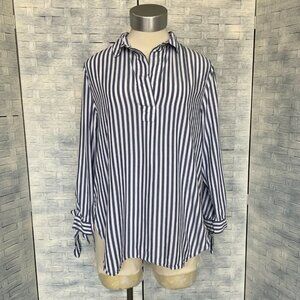 J. Crew Top Small Striped Collared Tie Cuff Long Sleeve‎